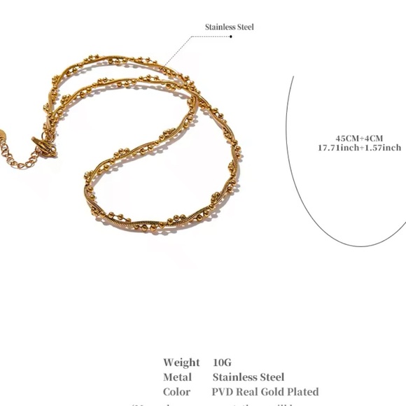 New 18k gold plated does not tarnish GOLD doubles twist necklace - Picture 3 of 7